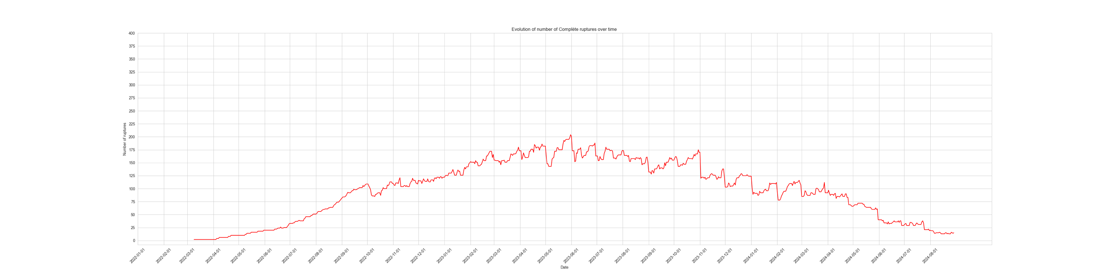 Complete rupture evolution over time